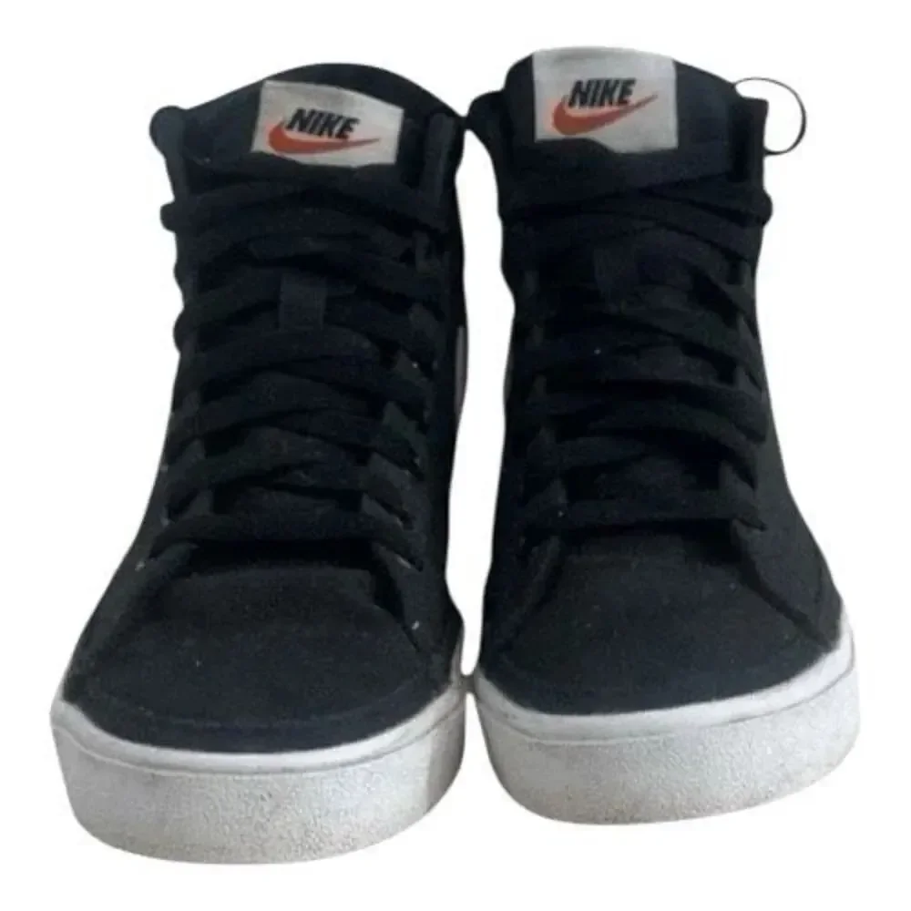 Women’s Nike Court Legacy Canvas Sneakers Size 7 Mid Black White Lace Up Shoes